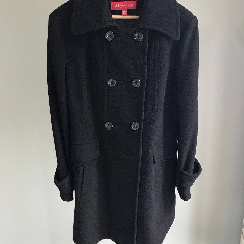 Anne Klein Double Breasted Wool Peacoat Black